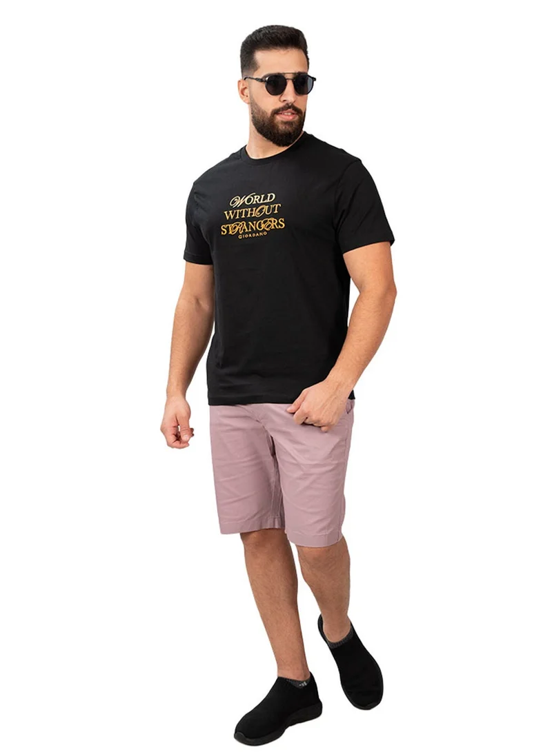 جيوردانو تي شيرت رجالي بياقة دائرية مطبوع قطن جيرسي بقصة ضيقة